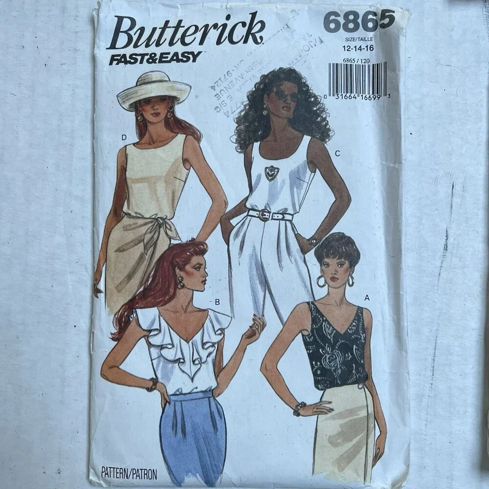Sewing Pattern‎ Womens Top Blouse Shirt Y2K Butterick 6865 B6284 McCalls 3668